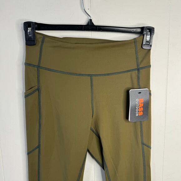 Bass Outdoor Womens Leggings Size XS Green Elastic Waist Side Pockets High Rise - Picture 2 of 11